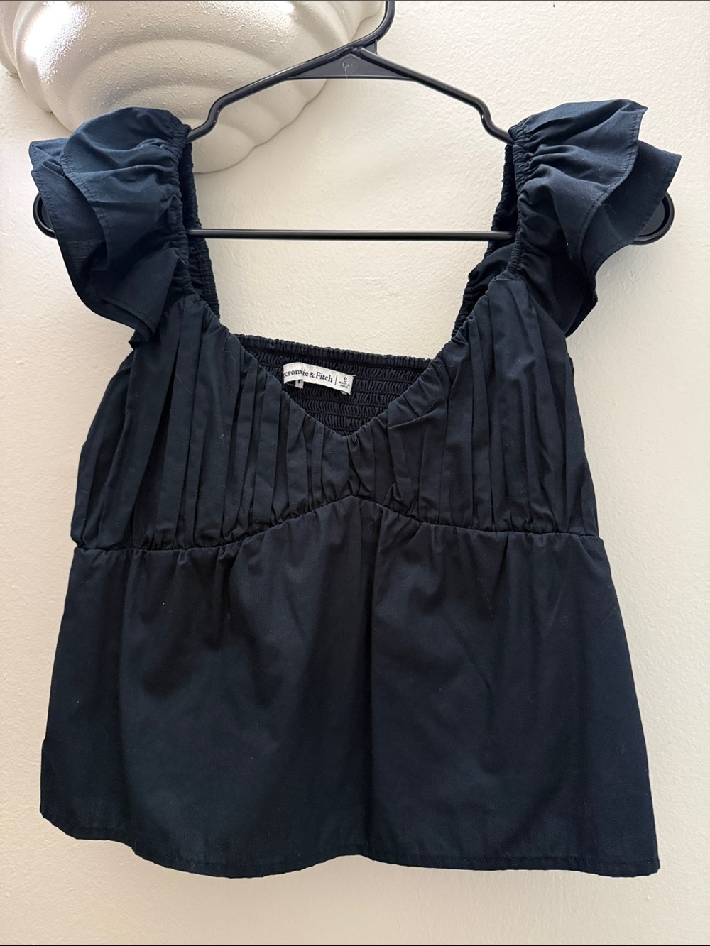 Abercrombie & Fitch Black Ruffled Babydoll Tank Top